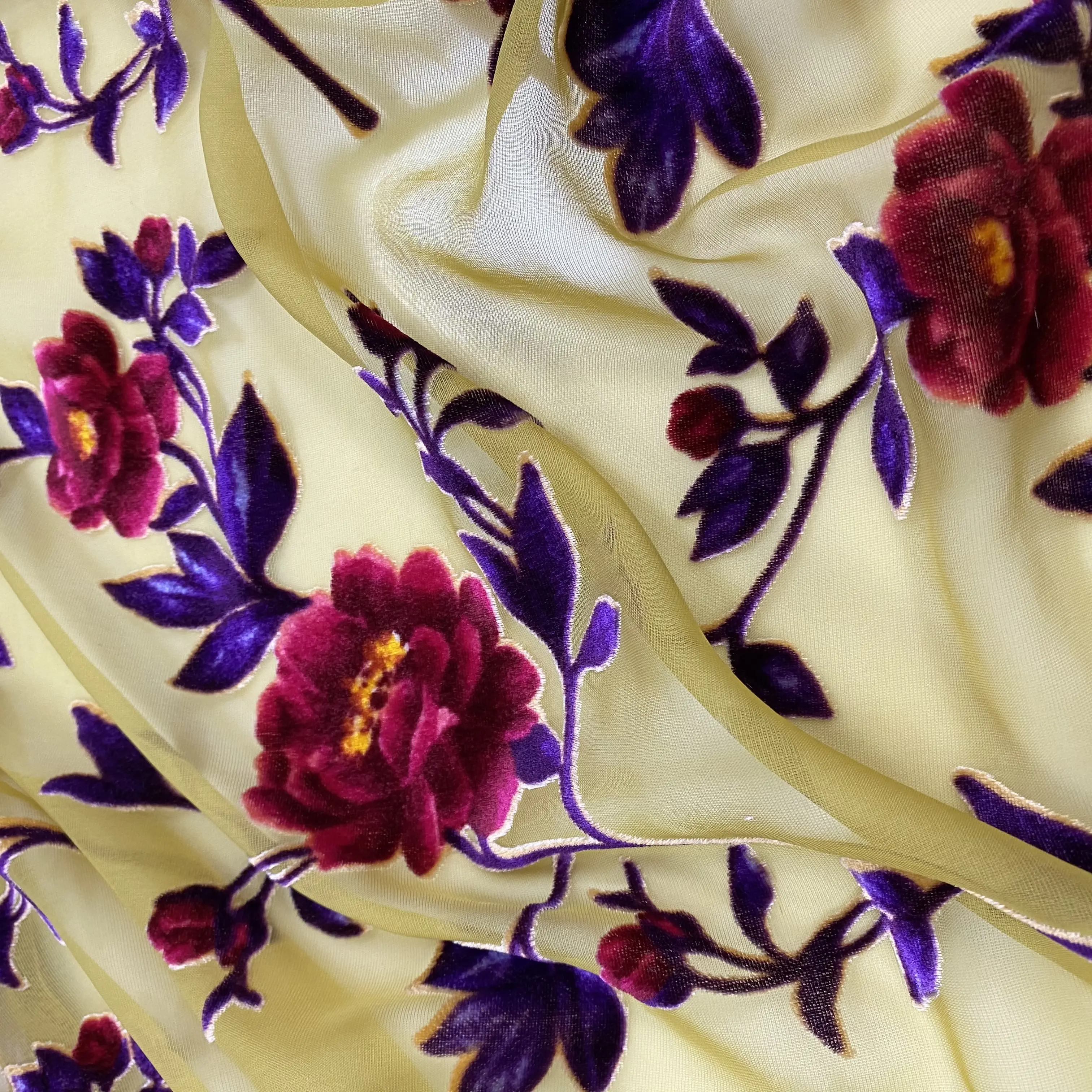 changzhou good quality print burnout nylon rayon velvet fabric for shawl Cheapest