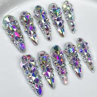 Haute qualité 10 pièces/ensemble luxe à la main presse sur les ongles longue amande oeil de chat brillant presse sur les ongles ongles en gros