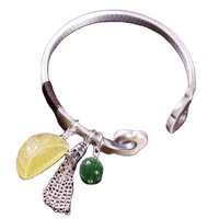 999 Sterling Feinsilber Tibetisches Armband für Frauen Klassisches Kugel muster Bernstein/Jade für Geschenk party Christliches religiöses Symbol