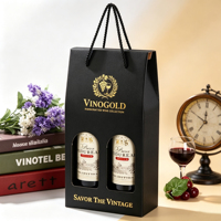 Boîte cadeau personnalisée en papier kraft pour whisky et vin, 2 bouteilles, avec poignée, estampage à chaud, gaufrage, qualité supérieure