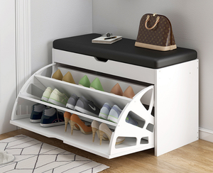 Simple Entryway Shoe <strong>Bench</strong> with <strong>Storage</strong>, Home Shoe Rack with Soft Padded Seat, Indoor <strong>Hallway</strong> Shoe Cabinet Can Sit - Product Image 4