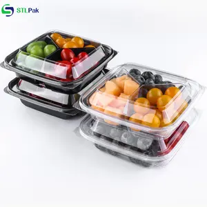 Fruta de corte fresco Personalizado 1/2/3/4 caja de embalaje de contenedor caja de embalaje de plástico desechable para ensalada de frutas