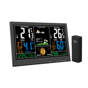EMAF Large Display Digital Table Alarm <strong>Clock</strong> LCD <strong>Weather</strong> <strong>Station</strong> <strong>Clock</strong> <strong>with</strong> One Out Door Sensor for Home - Product Image 1