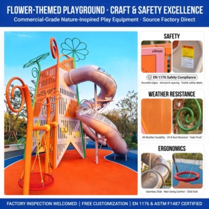 <span class=keywords><strong>Torre</strong></span> <span class=keywords><strong>de</strong></span> Juegos Personalizada <span class=keywords><strong>de</strong></span> Acero Inoxidable con Temática Floral, Tobogán, Columpio y Red <span class=keywords><strong>de</strong></span> Escalada para Parques, Resorts, Jardines <span class=keywords><strong>de</strong></span> Infancia, Villas y Comunidades - Product Image 4