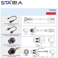 Micro impermeable Usb 2,0 conector tipo C Cable DE DATOS macho hembra enchufe Circular Pcb Mini Micro Usb Cable adaptador conector