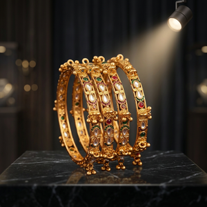PADMAWATI Luxury Brass Gold Plated High Quality Multi Color Indian Traditional Wedding Women's Bangles One Size DAP Shipping - Product Image 3