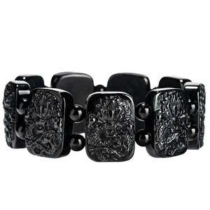 Pulsera de Jadeíta Natural Negra con Dragón Chino (Loong), Diseño Original, Regalo con Certificado de Tasación C300 - Product Image 1