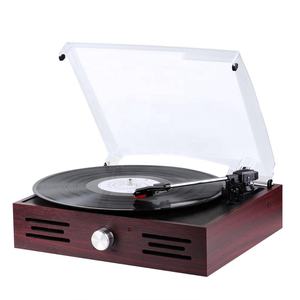 Lecteur de disques vinyles vintage de haute qualité, stéréo deux canaux, OEM, en bois, avec haut-parleur USB - Product Image 1