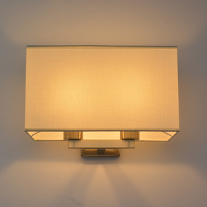Lámpara de pared minimalista de doble cabezal, fuente de luz LED de tela, base de bombilla E27, control de interruptor para dormitorio, vestíbulo de hotel, color negro - Product Image 2