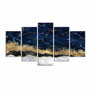 Modern Navy and Gold Print <b>Canvas</b> Artwork - Elegant <b>Wall</b> Decor,SET OF 5 MIX <b>CANVAS</b> - Product Image 2