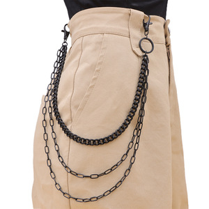 Cadena de Pantalones de Metal Negro Multicapa, Cadena de Cintura de Aleación de Zinc, Accesorio Unisex Casual para Ropa de Mezclilla Estilo Hip Hop - Product Image 2