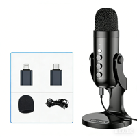 Kabelloses Kardioid-Kondensatormikrofon für Desktop-Computer Live-Streaming Gesangsaufnahme-Ausrüstung Mobiltelefon-Soundkarte