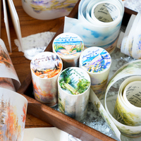 Autocollants transparents assortis de 75 mm x 2 m pour la peinture à l'aquarelle, idéaux pour les carnets de notes, les albums de scrapbooking, les collages, les agendas, les loisirs créatifs et la fabrication de cartes.