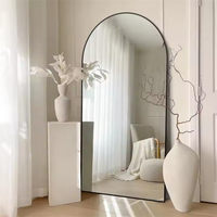 Grand miroir arqué sur pied avec cadre en aluminium Miroir complet pour le corps Miroir mural pour la salle de bain Cheval Miroir décoratif