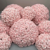 Bunga Buatan Realistis Simulasi Bunga Mawar Modern untuk Dekorasi Pernikahan, Dekorasi Bunga, Bola Bunga Pink Putih