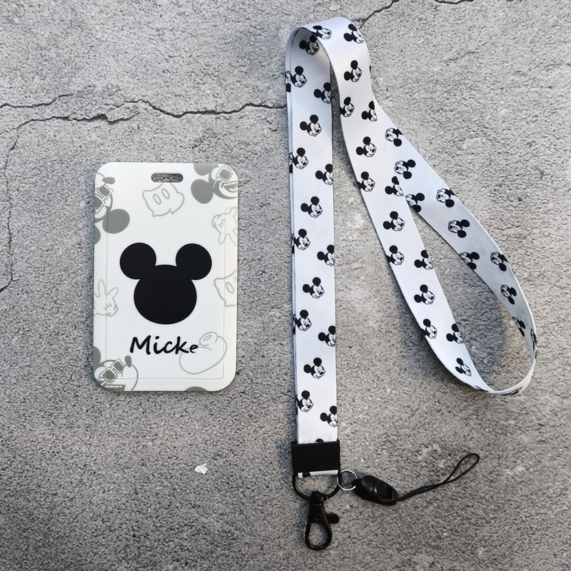 Lovely Cartoon Mickey Minnie Lanyards Card Holder Promotional Gift ID Badge Plastic Card Case Student Anti-Lost Lanyard Custom Image 3