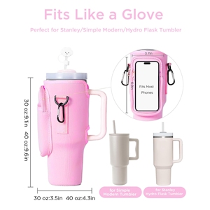 Mẫu OEM/ODM Giảm Giá 40Oz 30Oz Thể Thao Tập Thể Dục Túi Hợp Thời Trang Chai Nước Tàu Sân Bay Với Có Thể Điều Chỉnh Dây Đeo Điện Thoại Túi Phong Cách Giản Dị - Product Image 4