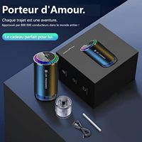 Diffuseur d'arômes de voiture tendance en gros, rechargeable USB Type-C, machine à parfum portable, 6 options de parfum, éclairage LED, version française