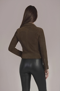 Women's Vintage Leather Biker Jacket Zip-Up Casual Shacket Pockets Stand Collar Windproof Breathable Winter - Product Image 5