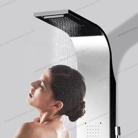 Système de tour de douche en acier inoxydable avec support de plancher Chute d'eau chromée et jets de massage Wal avec corps Ensemble de douche chromé