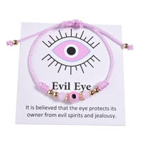NYY Nuevo Diseño Pulsera de Tarjeta con Ojo Turco para Proteger al Portador de Espíritus Malvados y la Envidia, Pulsera Ajustable con Nudo de la Suerte