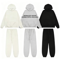 Sweat à capuche oversize en molleton épais pour homme, épaules tombantes, couleur unie, avec patch en caoutchouc à lettres classiques, style streetwear