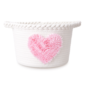 Cesta de Cuerda de Algodón con Forma de Corazón Rosa, Ecológica, con Asa, para el Día de San Valentín, Baby Shower, Decoración de Cuarto de Bebé, Venta al por Mayor, Personalizable, ODM - Product Image 1