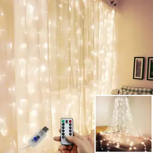 Kanlnog Wholesale 3x3m 3*2m 3*1m 8 Modes String Decorative Curtain lights Waterproof Fairy LED Curtain Light for Bedroom Decors