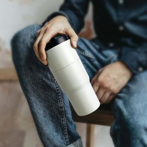 تصميم براءة اختراع بسعر الجملة من الفولاذ المقاوم للصدأ معزل من مادة BPA غطاء قش خالي من البيسفاط كوبين في كوب واحد 40 أونصة <span class=keywords><strong>2</strong></span> في 1 - Product Image 1