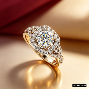 Bague de mariage personnalisée en or massif 10K 14K 18K avec diamant rond de laboratoire d'un carat certifié IGI, qualité VS, taille brillant, pour soirée - Product Image 4