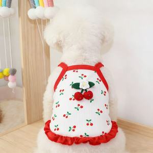 Cute Cherry Kitty Dog Dress Red Camisole <b>Princess</b> Style Spring Autumn Breathable Pet <b>Clothes</b> - Product Image 4