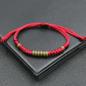 藏族民族金珠编织魅力手链红绳可调脉轮手链女男饰品护身符佛饰饰品