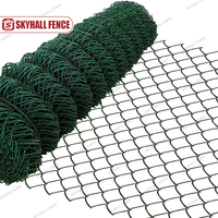Ral 6005 Malla de diamante de cerca de eslabones de cadena galvanizada recubierta de polvo de poliéster verde para jardín y parque