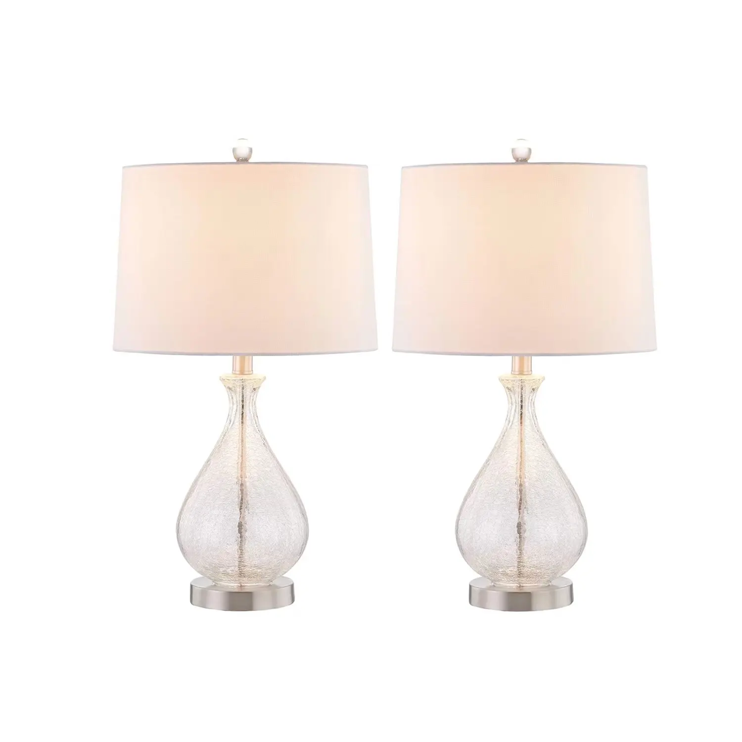 Set of 2 Bedside Table Lamps Glass Nightstand Lamp For Coffee Table and Living Room