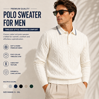 Pulls personnalisés pour hommes, polos en maille torsadée à manches longues, col à revers, tricot texturé, style décontracté chic, vêtements pour hommes