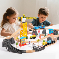 Ensemble de train électrique en bois pour enfants de 76 pièces, train à grande vitesse, ensemble de construction de la circulation urbaine