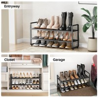 Étagère à chaussures extensible à 2 niveaux pour placard, support à chaussures long empilable, étagère de rangement à chaussures en métal réglable