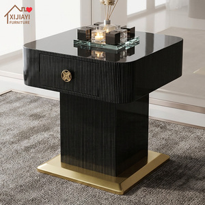 Moderner Luxuriöser Italienischer Verspiegelter Beistelltisch mit Aufbewahrungsschublade Klavierlack Hochglanz-Finish Hochwertiger Endtisch für Wohnzimmer - Product Image 1