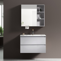 Meuble-lavabo de salle de bain moderne et minimaliste avec robinet flottant, miroir intelligent, vasque en céramique et armoire étanche pour appartements, hôtels, hôpitaux