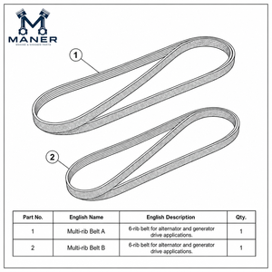 Courroie d'alternateur MANER 6PK1117 06J260849D 21.36X1117MM pour VW Passat CC Eos GTI Jetta Skoda Yeti Octavia Audi A3 TT - Product Image 5