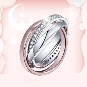 Anillo Enrollable Tricolor de Plata de Ley 925 de Diseño Duradero y Alta Calidad - Product Image 2