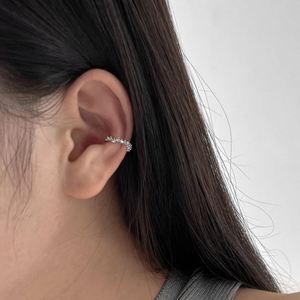 Dylam Fashion Design Hypoallergenic 925 Sterling Silver Rhodium 18K Gold Plated C Shape 5A Cubic Zirconia Hoop <b>Cuff</b> <b>Earrings</b> - Product Image 6