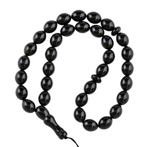 Tasbih artisanal en résine bleu turquoise, 99 perles de prière islamiques avec pompon multicolore, fait main pour bijoux musulmans - Product Image 2