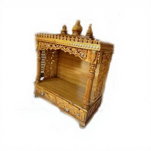 Mandir de madera de teca natural tallada para el hogar, venta al por mayor, mandir de madera de teca maciza tallada, mandir tradicional de madera de teca tallada, EE. UU. - Product Image 1