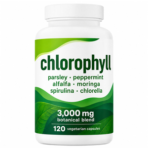 Capsules de chlorophylle biologique, compléments alimentaires antioxydants pour la beauté, végétaliens, sans gluten, pour adultes, 60 capsules, faible teneur en matières grasses - Product Image 1