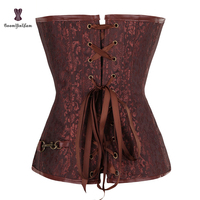 Corset zippé gothique Steampunk pour femme Corset désossé à la taille Cincher à lacets cuir acier désossé grande taille Corsettes niveau de contrôle ferme