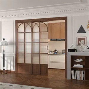 Nouvelle <span class=keywords><strong>porte</strong></span> coulissante à trois battants de style chinois, rétro, pour cuisine, balcon, salon, cloison de toilettes, en aluminium - Product Image 3