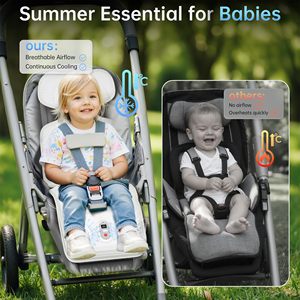 Coussin rafraîchissant pour poussette de bébé, coussin rafraîchissant 3D respirant pour siège auto avec 2 ventilateurs intégrés, tapis rafraîchissant rechargeable pour bébé et tout-petit - Product Image 4