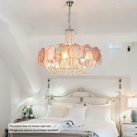 Vente chaude Lustres en verre décoratifs de luxe de Murano rose avec perles pour Villa Salon Chambre Lustres en verre modernes