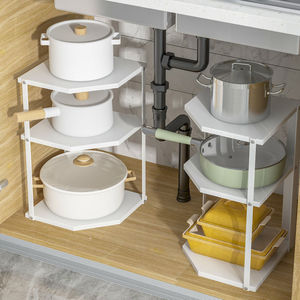 OWNSWING Organisateur de cuisine en forme d'éventail Support de <span class=keywords><strong>rangement</strong></span> d'angle pour assaisonnements <span class=keywords><strong>sous</strong></span> l'évier Étagère de <span class=keywords><strong>rangement</strong></span> triangulaire multicouche - Product Image 2